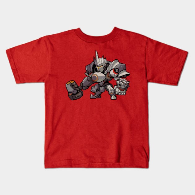 Overwatch - 16-Bit Reinhardt Kids T-Shirt by wyckedguitarist